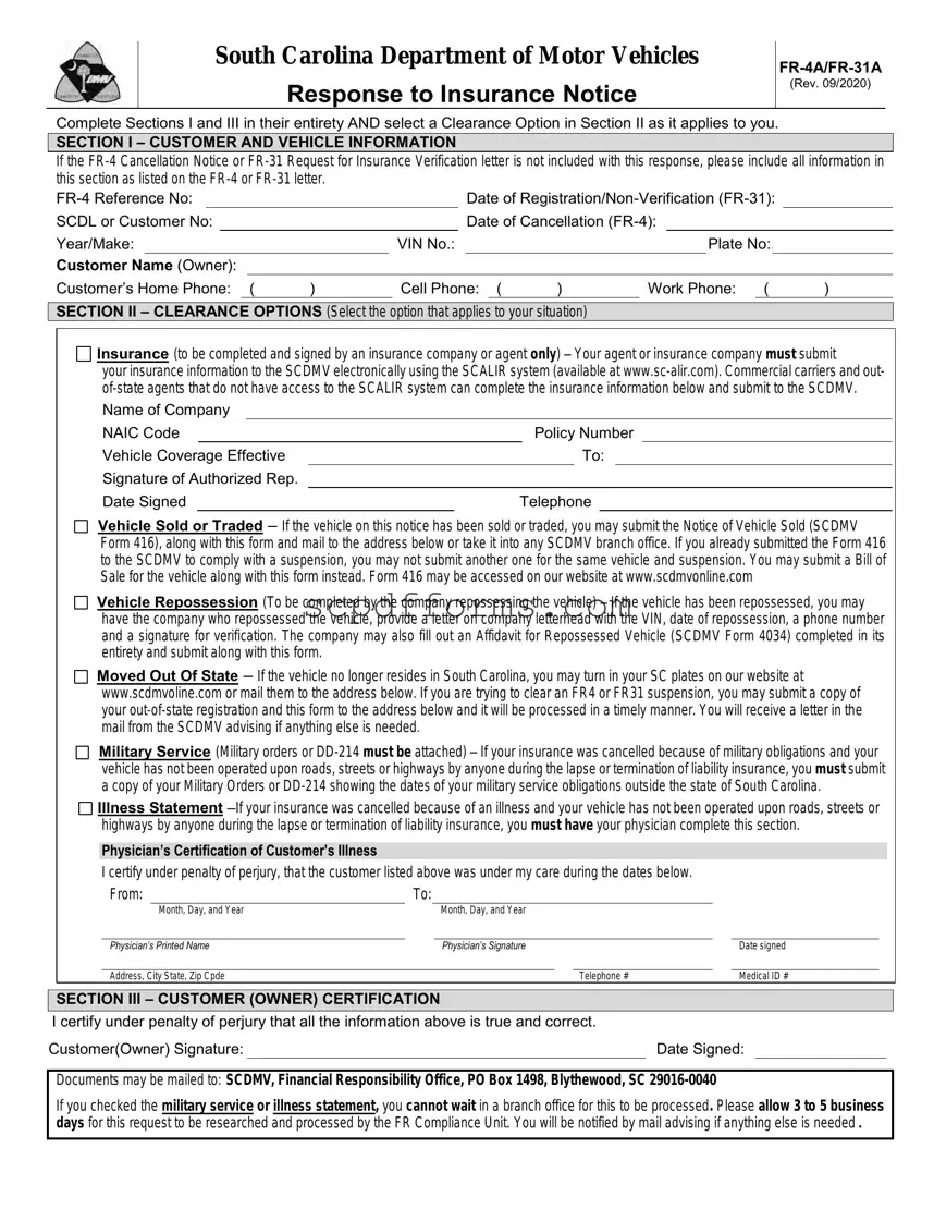 Fr 31 South Carolina Dmv PDF Template