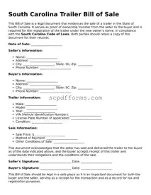 Attorney-Approved South Carolina Trailer Bill of Sale Form