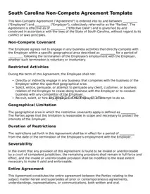 Attorney-Approved South Carolina Non-compete Agreement Form