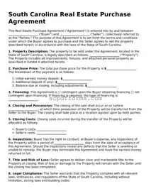 Attorney-Approved South Carolina Real Estate Purchase Agreement Form