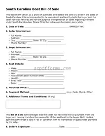 Attorney-Approved South Carolina Boat Bill of Sale Form