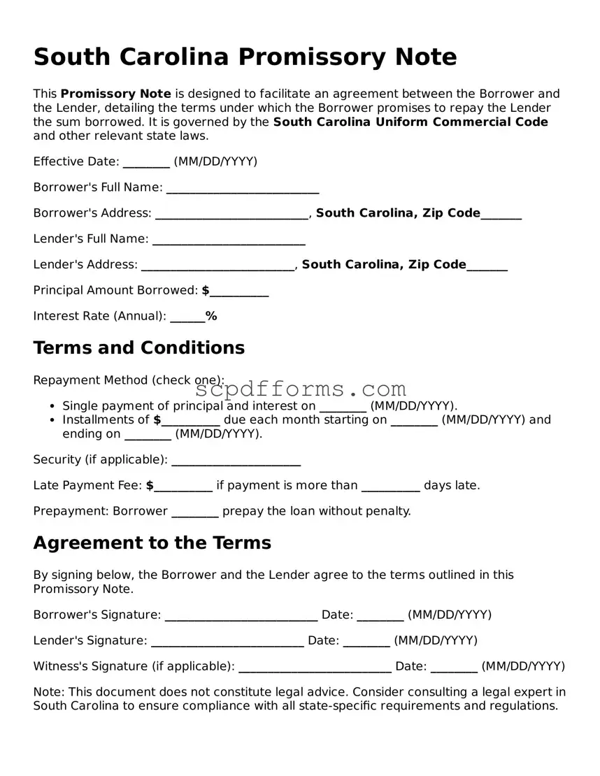 Attorney-Approved South Carolina Promissory Note Form