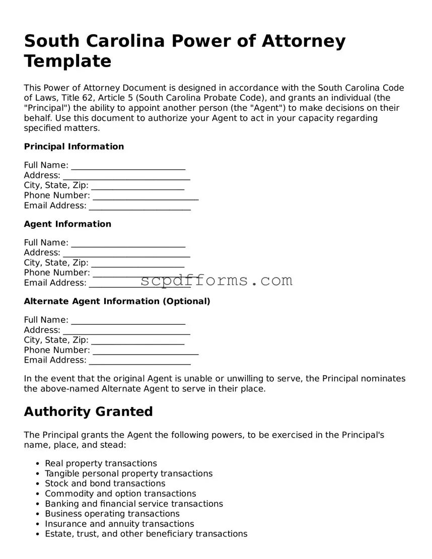 Attorney-Approved South Carolina Power of Attorney Form