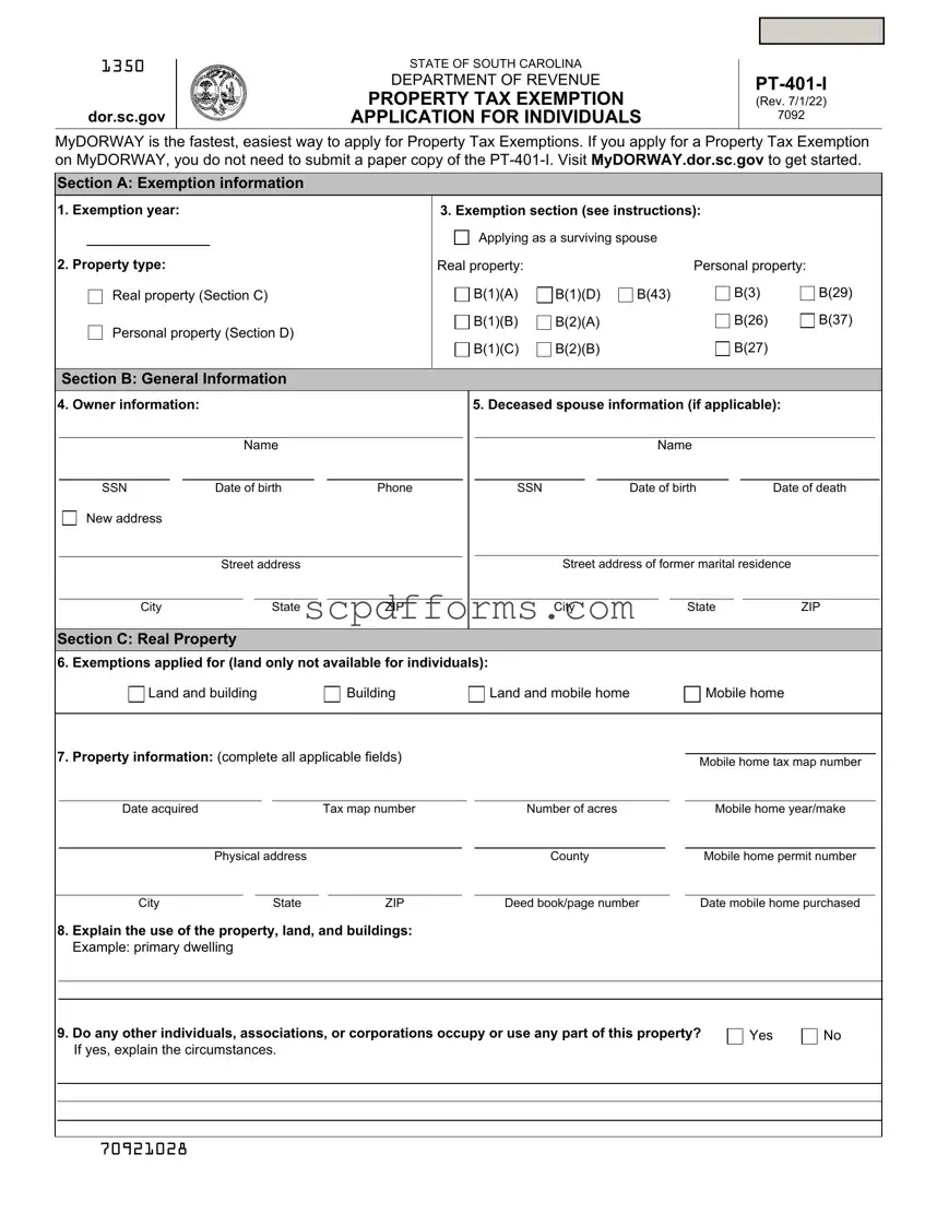 South Carolina Pt 401 PDF Template