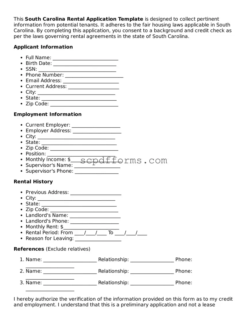 Attorney-Approved South Carolina Rental Application Form